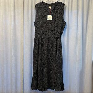 NWT Anne Klein Black Patterned Midi Dress size XL